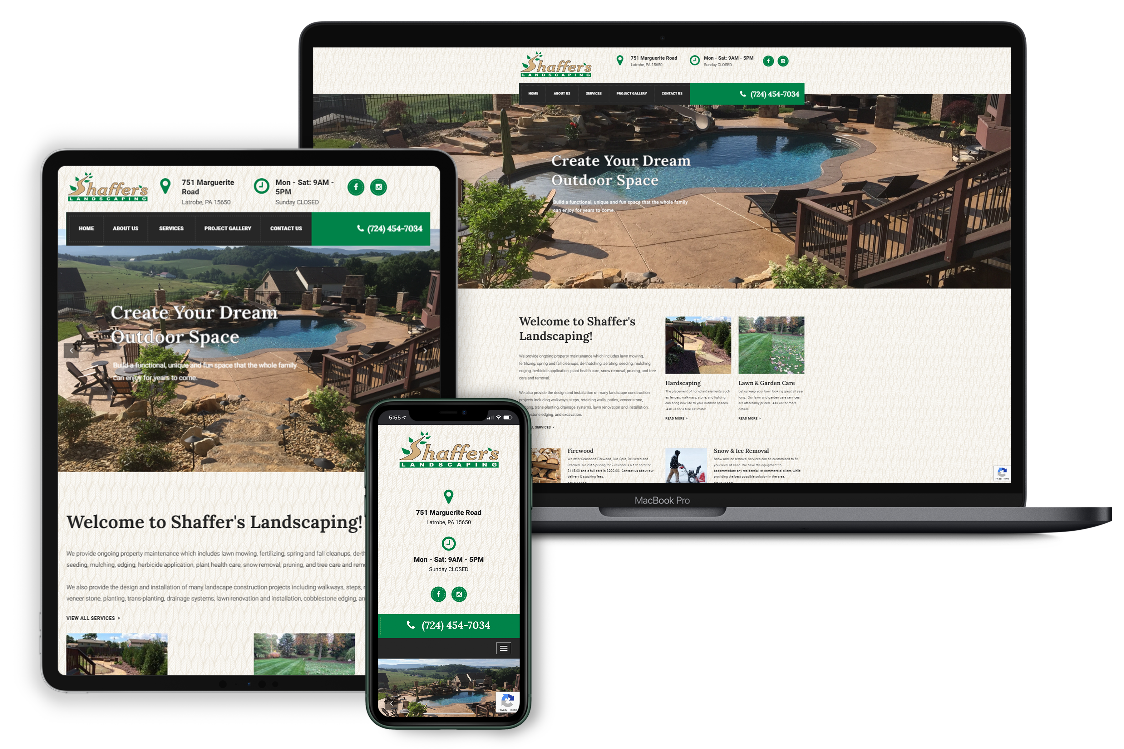 shaffer's landscaping website showcase